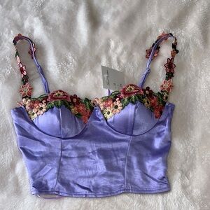 Hazel Boutique Floral Embroidered Lavender Bralette